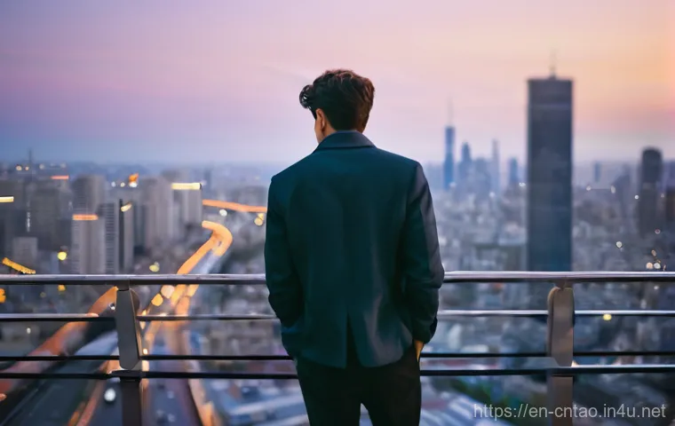 성리학의 개념 - **Finding Your Inner Compass:**
    "A lone figure, gender-neutral, stands calmly amidst a softly bl...