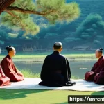 중국 유교의 변천사 - **Prompt:** A serene, wide-angle shot of ancient China during the Spring and Autumn Period. In the f...