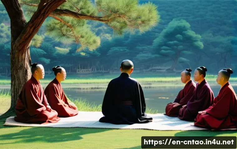 중국 유교의 변천사 - **Prompt:** A serene, wide-angle shot of ancient China during the Spring and Autumn Period. In the f...